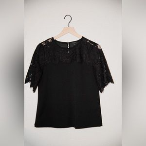 Ann Taylor Black Lace Dress Top